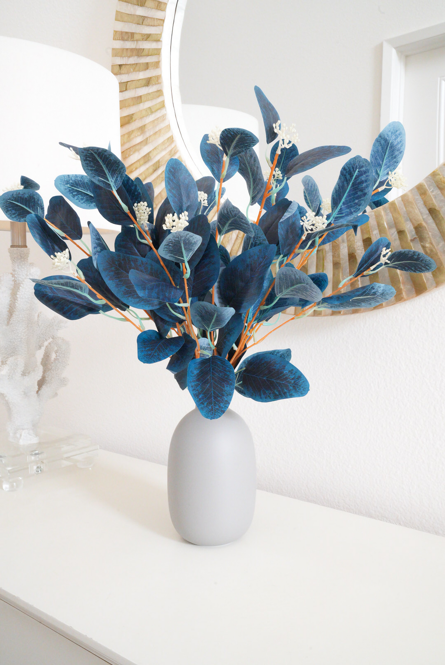 Blue Artificial Leaves | Nordic Faux Color Eucalyptus