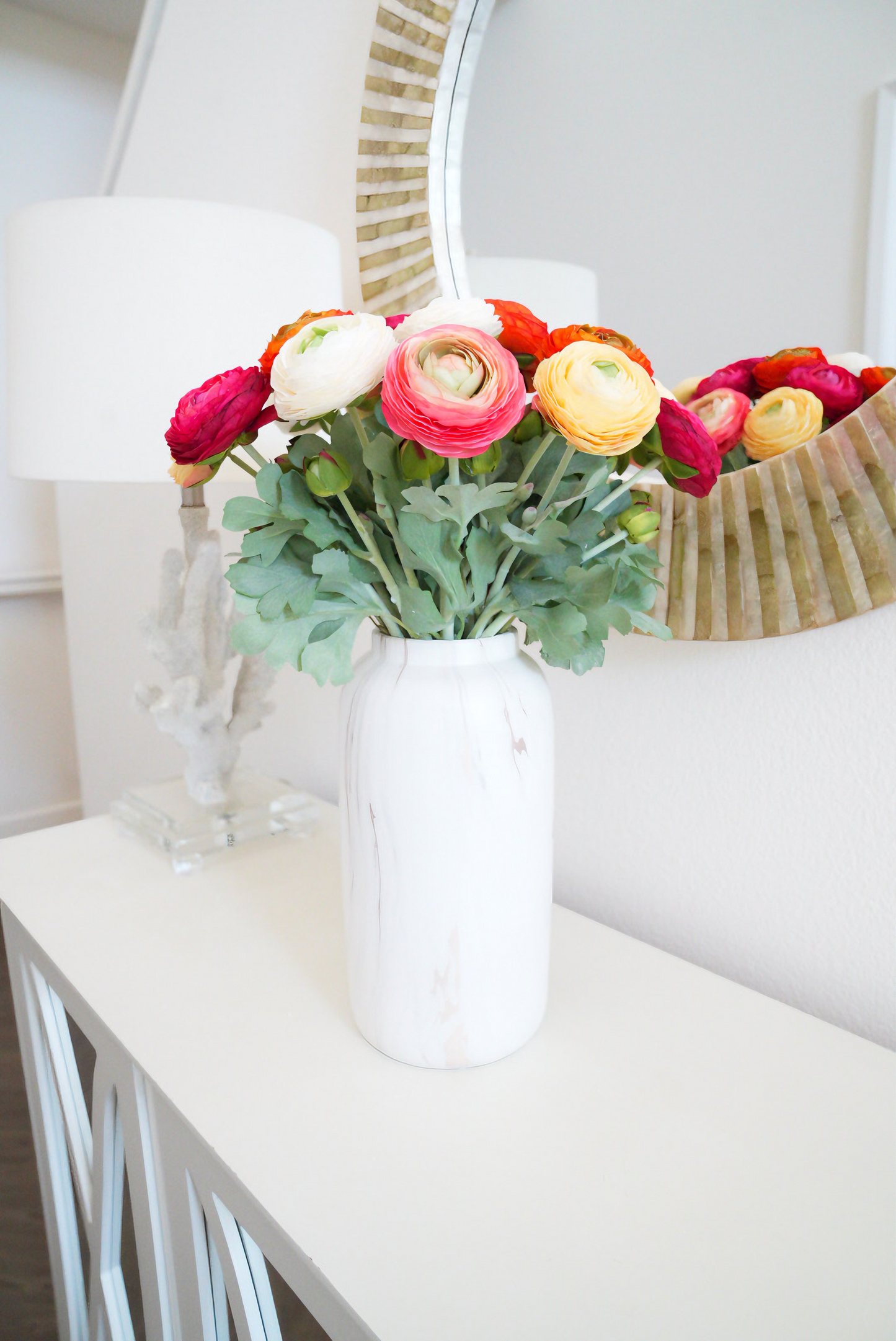 5 colors Real Touch Ranunculus Artificial Flowers Arrangement | Faux Rose Peony