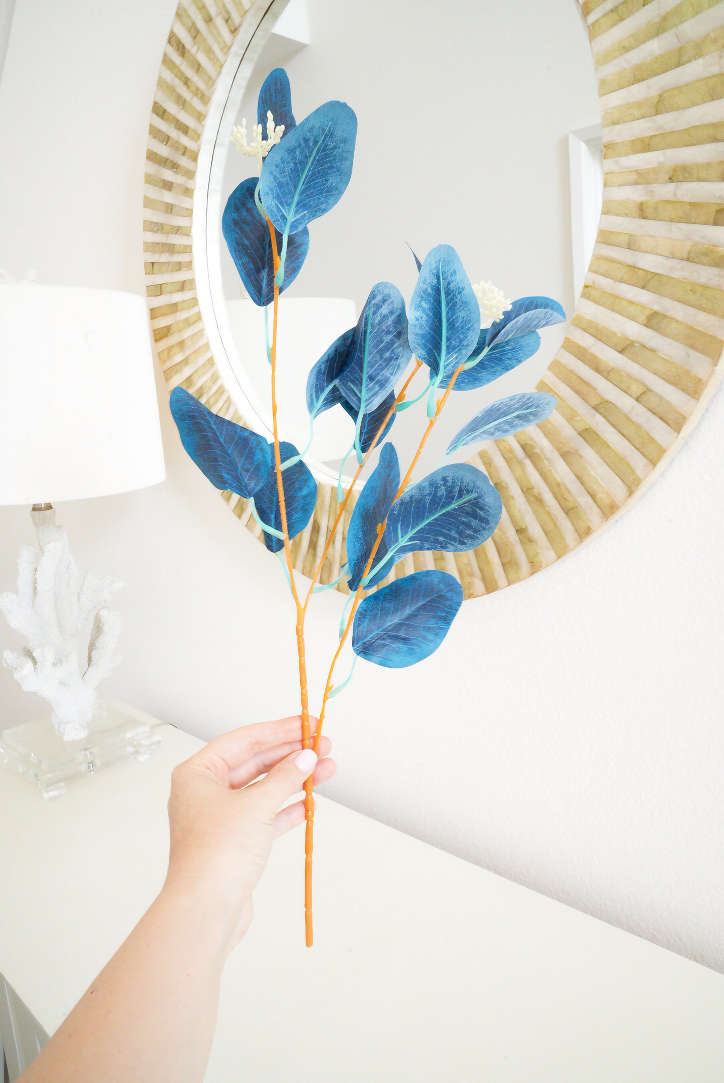 Blue Artificial Leaves | Nordic Faux Color Eucalyptus