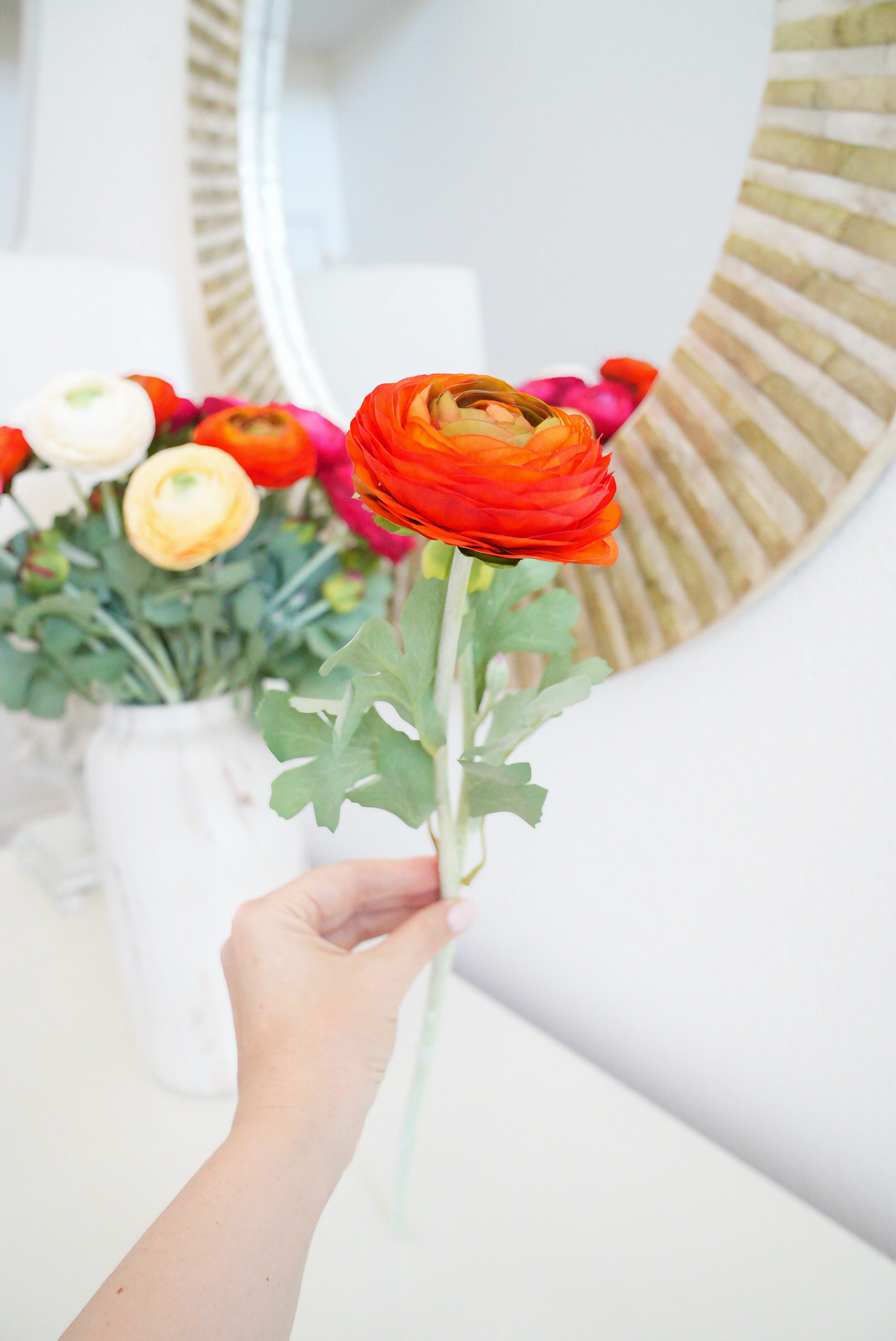 5 colors Real Touch Ranunculus Artificial Flowers Arrangement | Faux Rose Peony