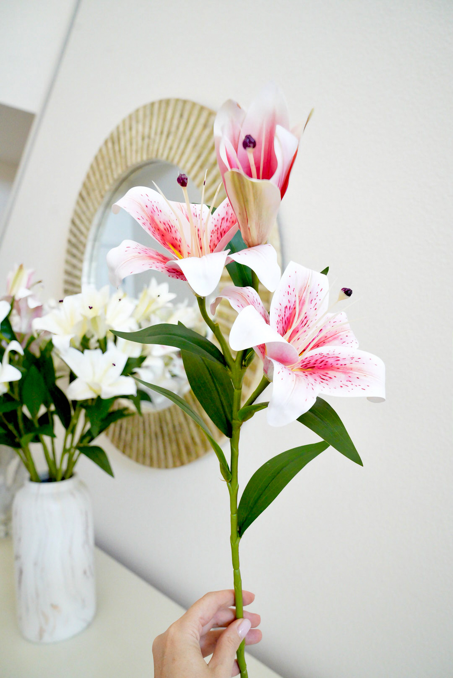 28" Artificial Lily Flower Branch | Faux Lily