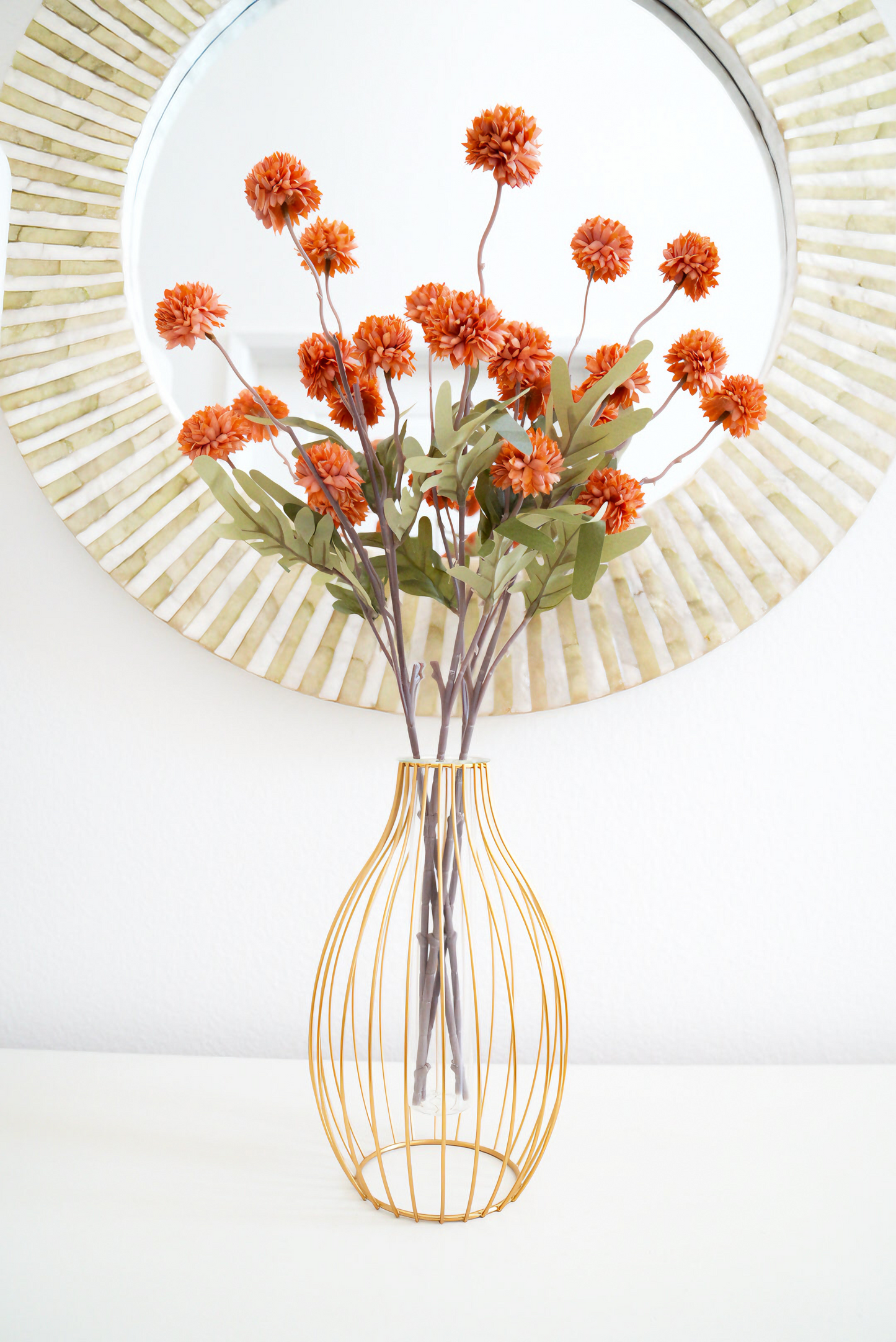 5 Heads Artificial Dandelion Flowers | Ball Chrysanthemum Faux Flowers