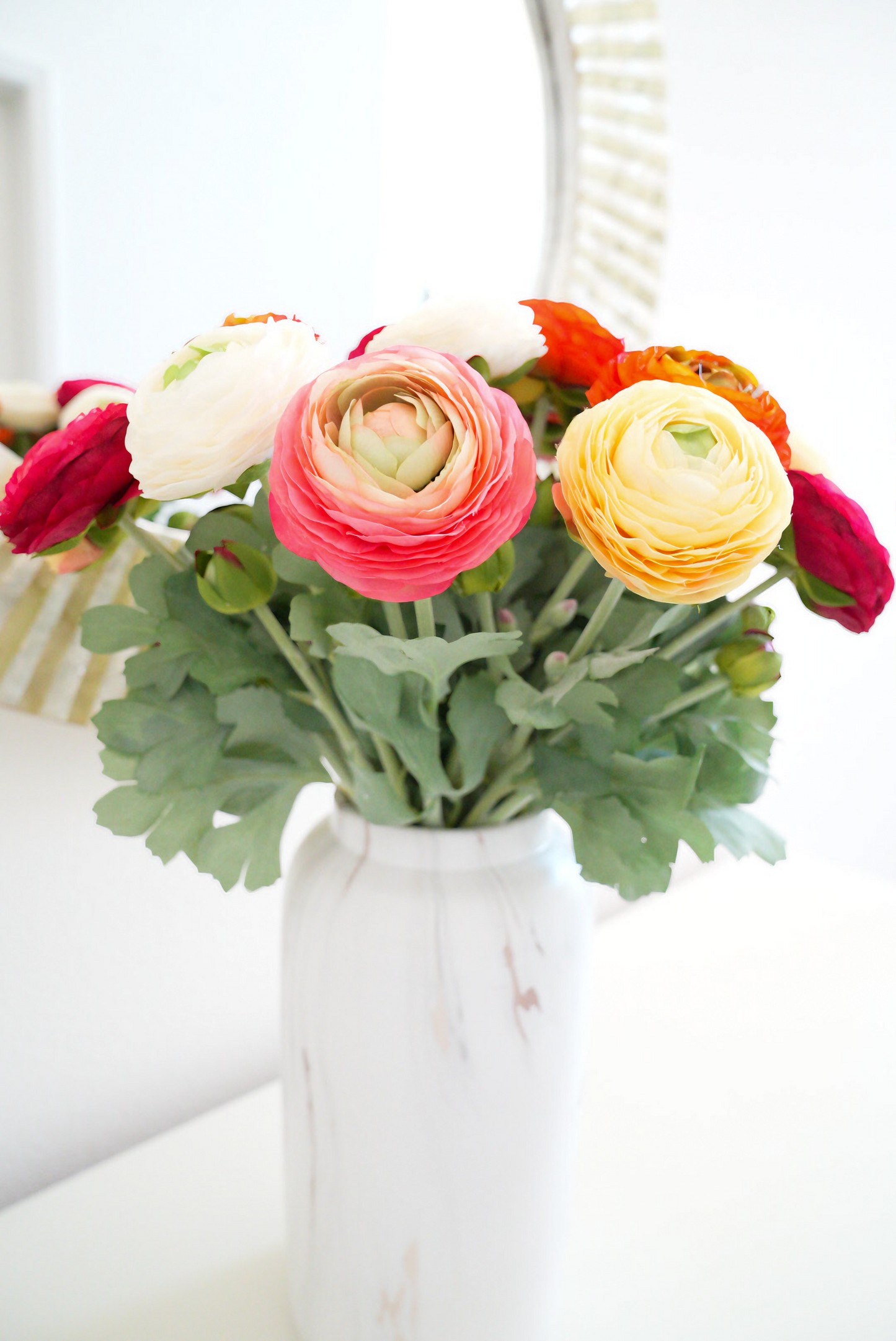 5 colors Real Touch Ranunculus Artificial Flowers Arrangement | Faux Rose Peony