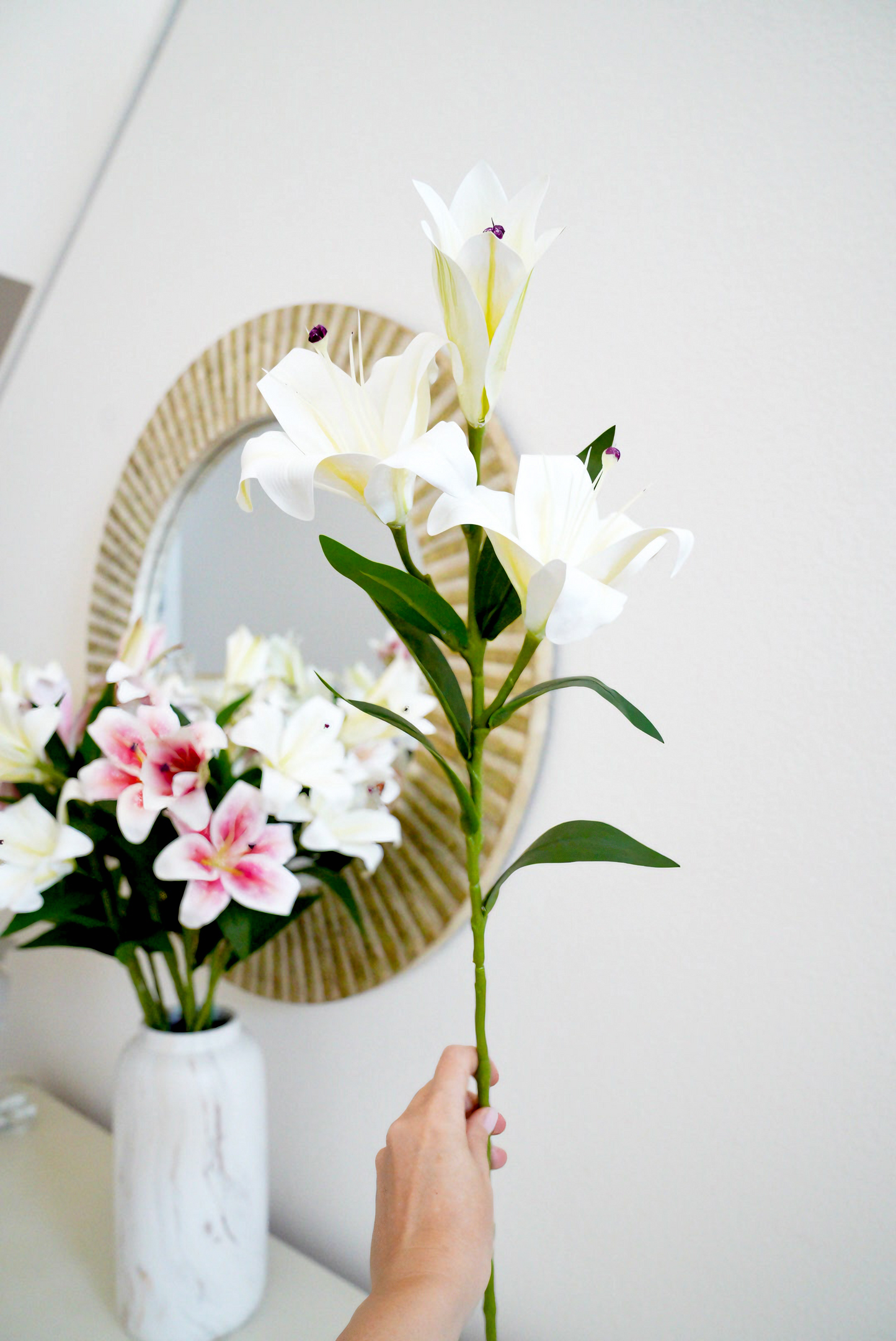 28" Artificial Lily Flower Branch | Faux Lily